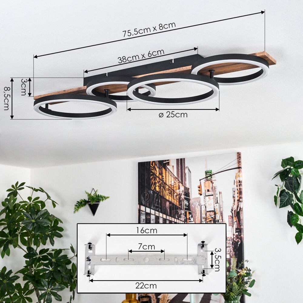 HOFSTEIN LED Deckenleuchte Cascada – Moderne Lampe Für Wohnzimmer, Schlafzimmer, Küche (18W, 3000K)