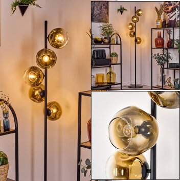 Ripoll Stehleuchte Glas 15 cm Gold, Klar, 5-flammig