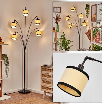 Chellas Stehleuchte Chrom, Schwarz, 5-flammig
