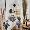 Ripoll Wandleuchte Glas 15 cm Gold, Schwarz, 3-flammig