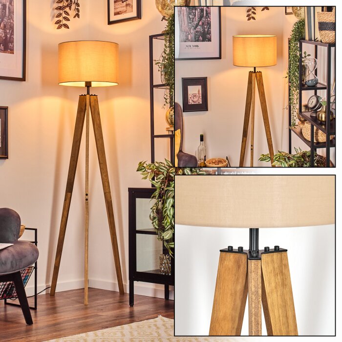 Soungou Stehleuchte 38 cm Naturfarben, Schwarz, 1-flammig