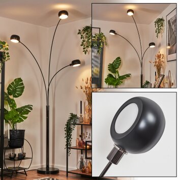 Nikkala Stehleuchte Chrom, Schwarz, 3-flammig