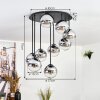 Gastor Deckenleuchte Glas 15 cm Chrom, Klar, Rauchfarben, 9-flammig