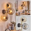 Ripoll Wandleuchte Glas 15 cm Gold, Schwarz, 3-flammig