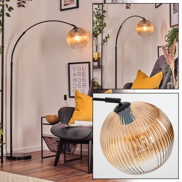 Koyoto Bogenstehlampe Glas 25 cm Schwarz, 1-flammig