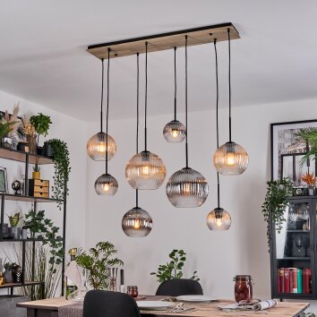 Koyoto Hängeleuchte Glas 15 cm, 20 cm, 25 cm Naturfarben, Schwarz, 8-flammig