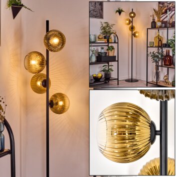 Koyoto Stehleuchte Glas 15 cm Gold, Klar, 4-flammig