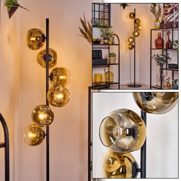 Ripoll Stehleuchte Glas 15 cm Gold, Klar, 6-flammig