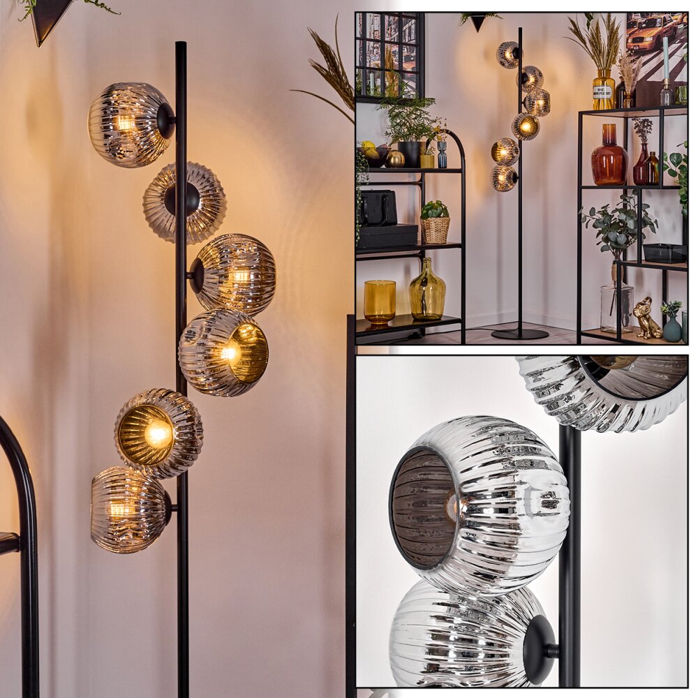Ripoll Stehleuchte Glas 15 cm Chrom, Rauchfarben, 6-flammig main product photo