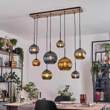 Koyoto Hängeleuchte Glas 15 cm, 20 cm, 25 cm Naturfarben, Schwarz, 8-flammig