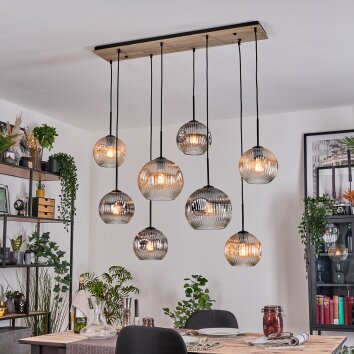 Koyoto Hängeleuchte Glas 20 cm, 25 cm Naturfarben, Schwarz, 8-flammig