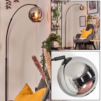 Koyoto Bogenlampe Glas 20 cm Schwarz, 1-flammig