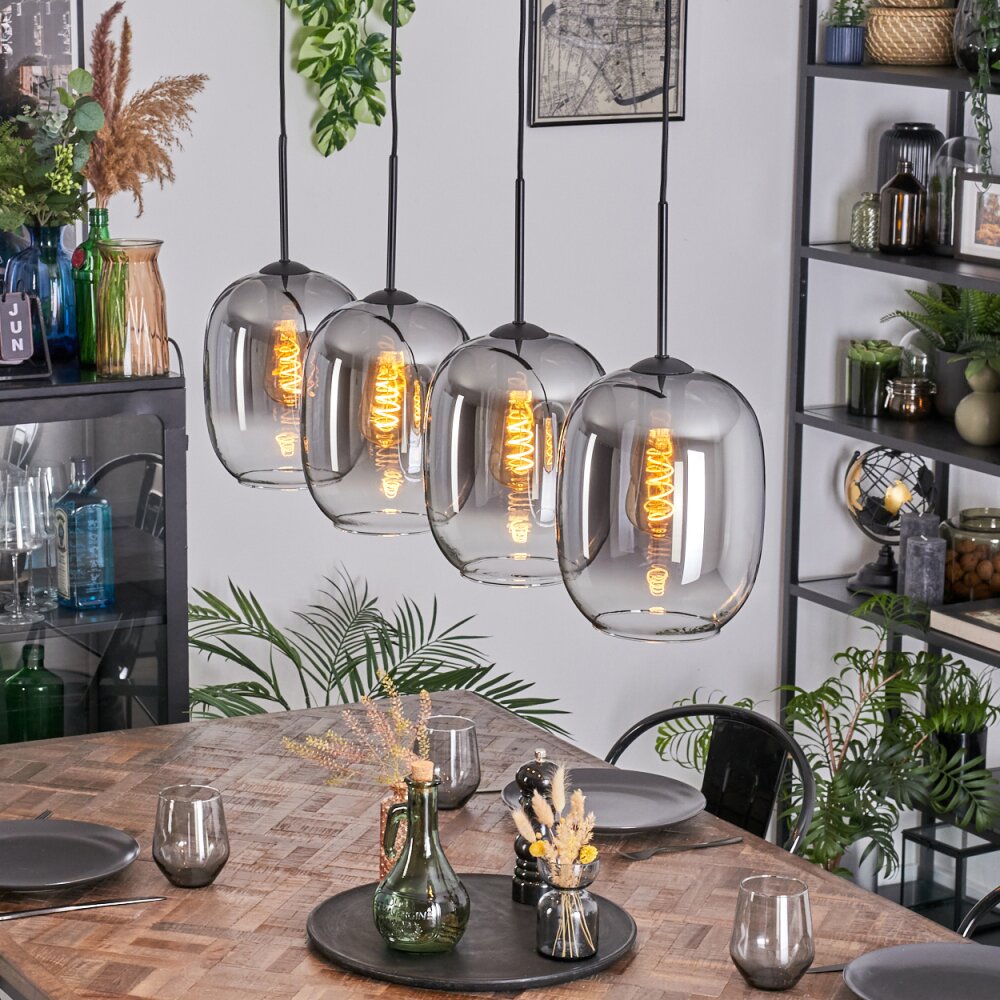 Apedo Hängeleuchte Glas 20 cm Klar, Rauchfarben, 4-flammig main product photo
