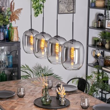 Apedo Hängeleuchte Glas 20 cm Klar, Rauchfarben, 4-flammig