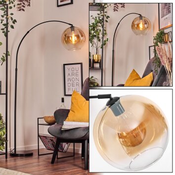 Koyoto Bogenlampe Glas 30 cm Schwarz, 1-flammig