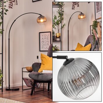 Koyoto Bogenleuchte Glas 20 cm Schwarz, 1-flammig