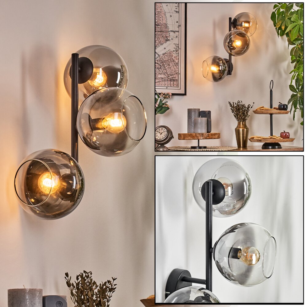 Koyoto Wandleuchte Glas 15 cm Klar, Rauchfarben, 3-flammig main product photo