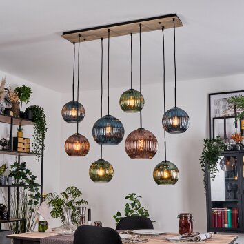 Koyoto Hängeleuchte Glas 20 cm, 25 cm Naturfarben, Schwarz, 8-flammig