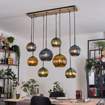 Koyoto Hängeleuchte Glas 20 cm, 25 cm Naturfarben, Schwarz, 8-flammig