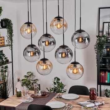 Gastor Hängeleuchte Glas 25 cm Bernsteinfarben, Klar, Rauchfarben, 8-flammig