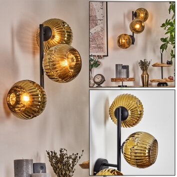 Ripoll Wandleuchte Glas 15 cm Gold, 3-flammig