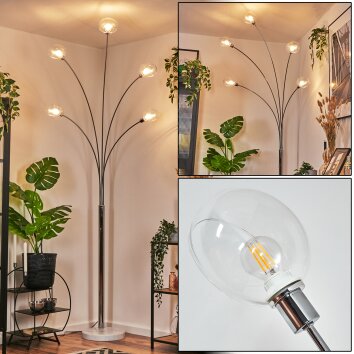 Nikkala Stehleuchte Chrom, Weiß, 5-flammig