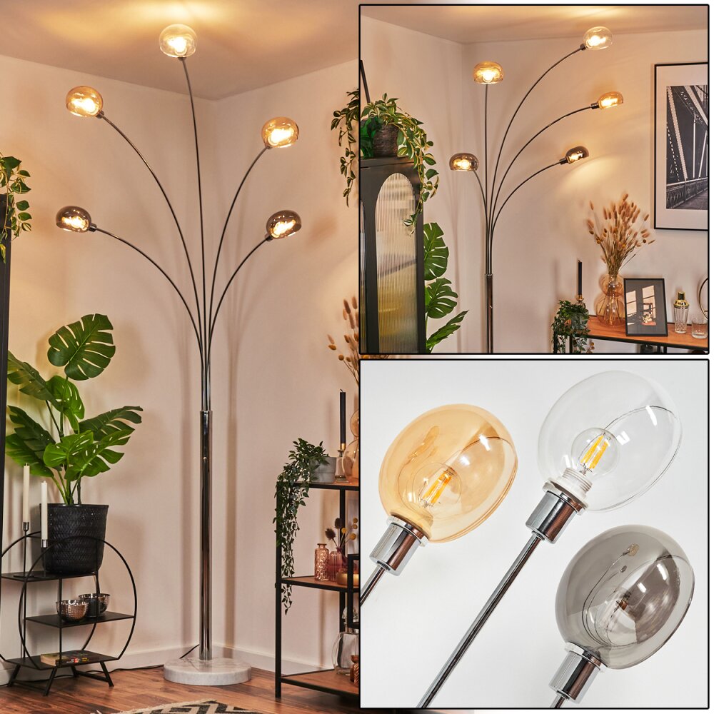Nikkala Stehleuchte Chrom, Weiß, 5-flammig main product photo