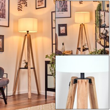 Soungou Stehleuchte 38 cm Naturfarben, Schwarz, 1-flammig