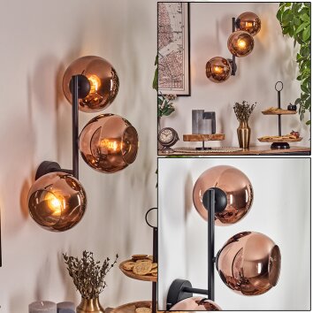 Koyoto Wandleuchte Glas 15 cm Kupferfarben, 3-flammig
