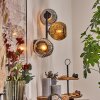 Ripoll Wandleuchte Glas 15 cm Chrom, Gold, Rauchfarben, 3-flammig