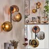 Ripoll Wandleuchte Glas 15 cm Chrom, Gold, Kupferfarben, Rauchfarben, 3-flammig