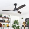 Mosstena Deckenventilator mit Beleuchtung LED Holz dunkel, Schwarz, 1-flammig, Fernbedienung