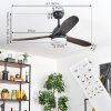 Mosstena Deckenventilator mit Beleuchtung LED Holz dunkel, Schwarz, 1-flammig, Fernbedienung
