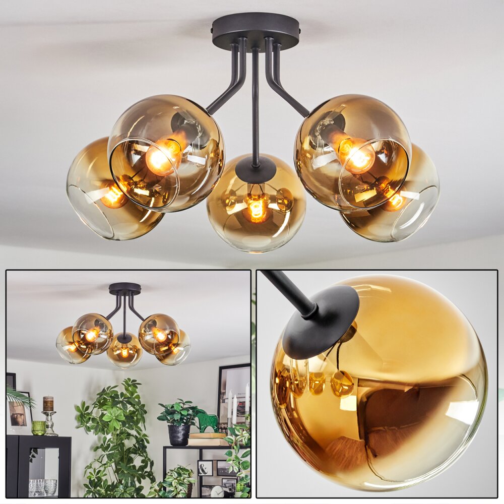 Koyoto Deckenleuchte Glas 15 cm Gold, Klar, 5-flammig main product photo