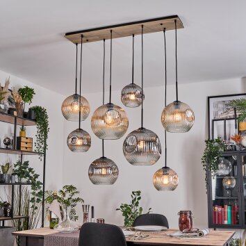 Ripoll Hängeleuchte Glas 20 cm, 25 cm, 30 cm Naturfarben, Schwarz, 8-flammig