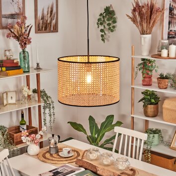 Ramila Hängeleuchte 40 cm Naturfarben, Schwarz, 1-flammig