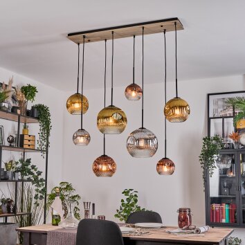Ripoll Hängeleuchte Glas 15 cm, 20 cm, 25 cm Naturfarben, Schwarz, 8-flammig