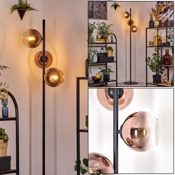 Koyoto Stehleuchte Glas 15 cm Klar, Kupferfarben, 3-flammig