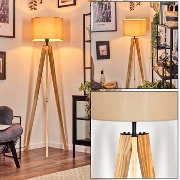 Soungou Stehleuchte 38 cm Naturfarben, Schwarz, 1-flammig