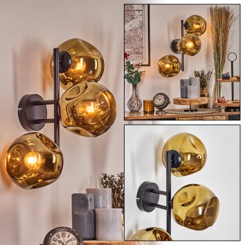 Ripoll Wandleuchte Glas 15 cm Gold, 3-flammig