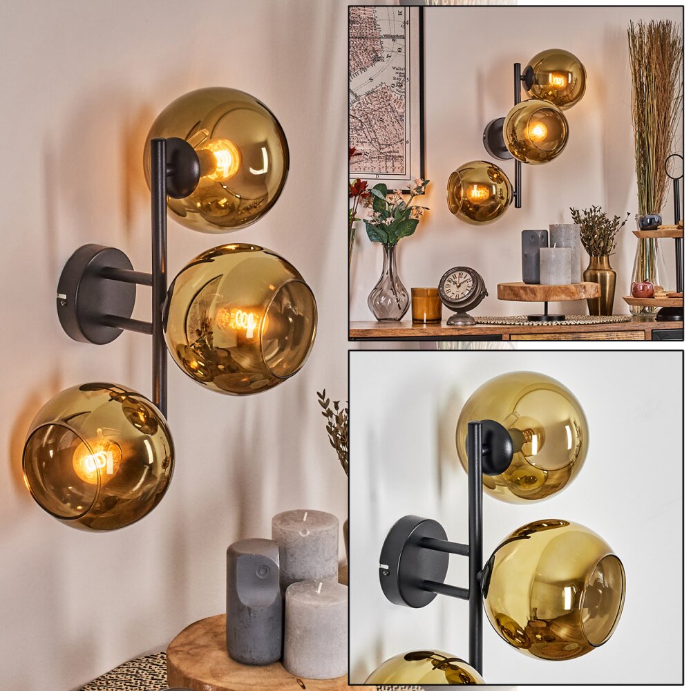 Koyoto Wandleuchte Glas 15 cm Gold, 3-flammig main product photo