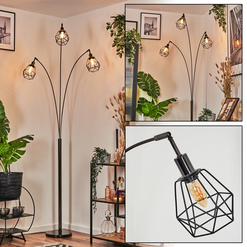 Yaak Stehleuchte Chrom, Schwarz, 3-flammig main product photo