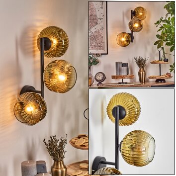 Ripoll Wandleuchte Glas 15 cm Gold, Klar, 3-flammig