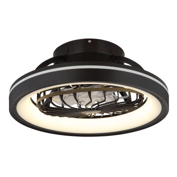 Globo Deanne Deckenventilator LED Schwarz, 1-flammig, Fernbedienung, Farbwechsler