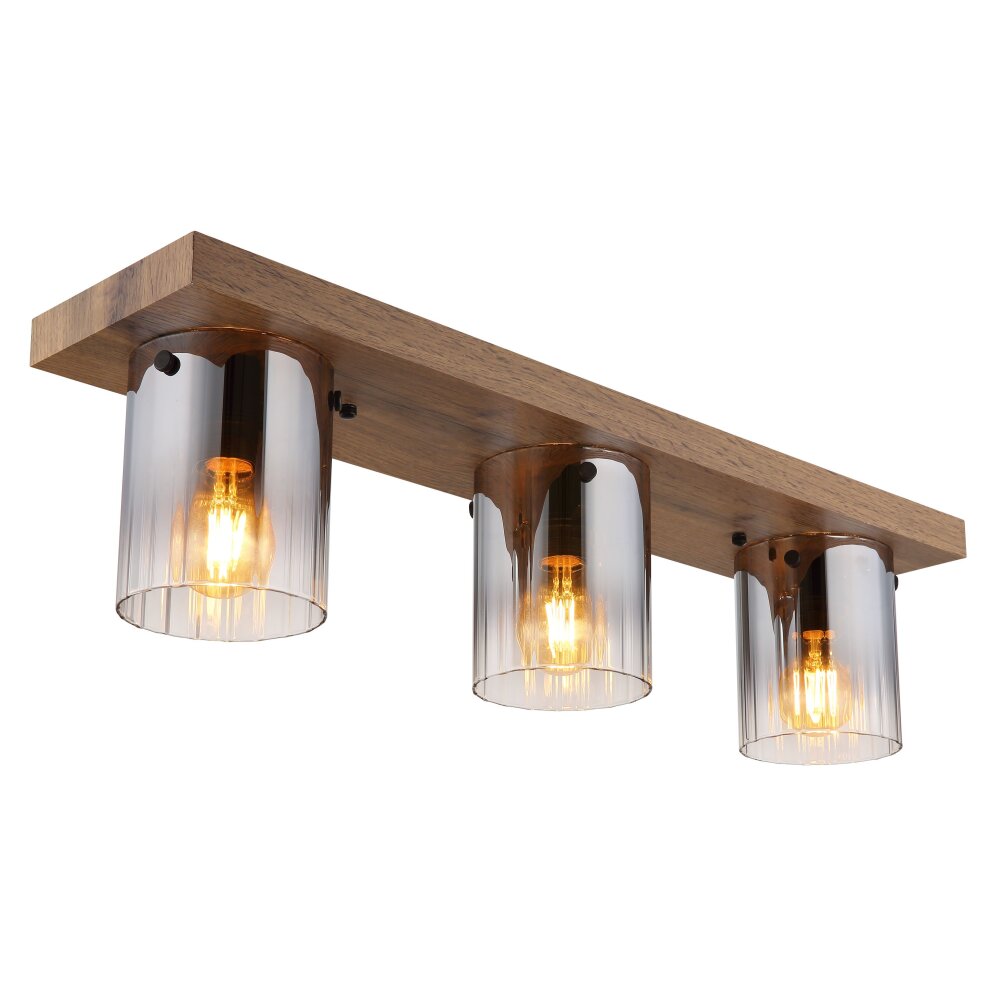 Globo Underwood Deckenleuchte Holz dunkel, Naturfarben, 3-flammig main product photo