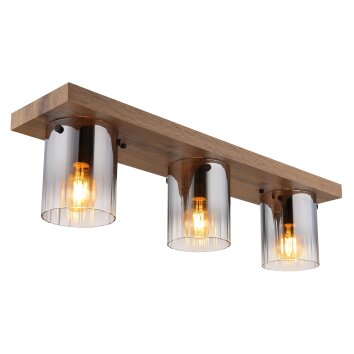 Globo Underwood Deckenleuchte Holz dunkel, Naturfarben, 3-flammig