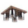 Globo Underwood Deckenleuchte Holz dunkel, Naturfarben, 4-flammig