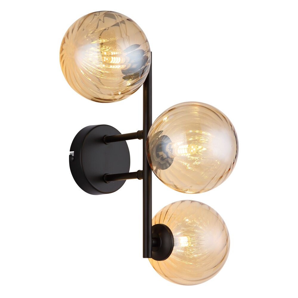 Globo Conor Wandleuchte Schwarz, 3-flammig main product photo