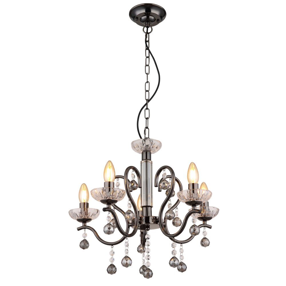 Globo Camila Kronleuchter Chrom, Schwarz, 5-flammig main product photo