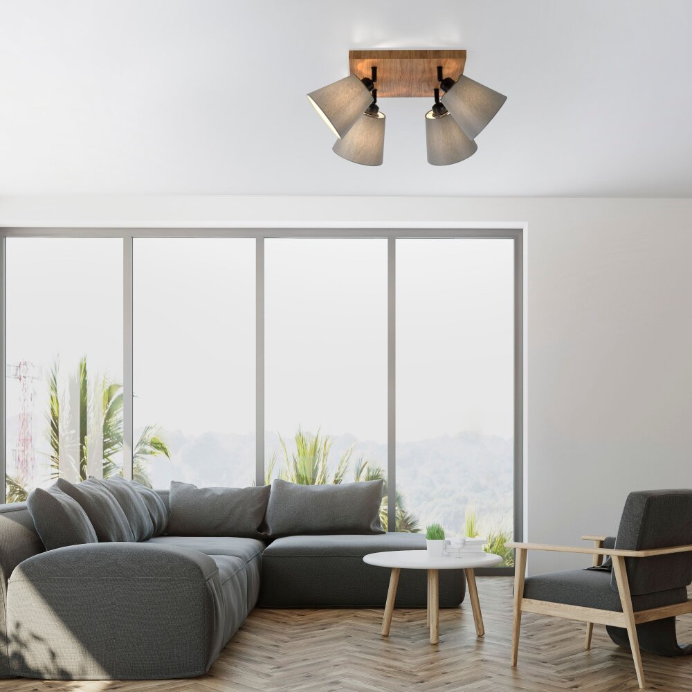 Leuchten Direkt GREEN MICHEL Deckenleuchte Naturfarben, Schwarz, 4-flammig main product photo